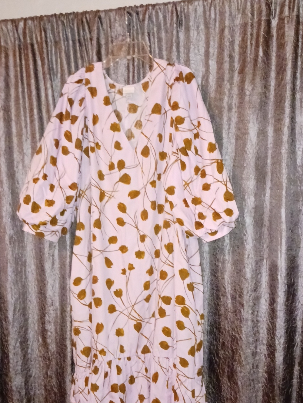 Light Pink Floral Midi Dress with pockets.